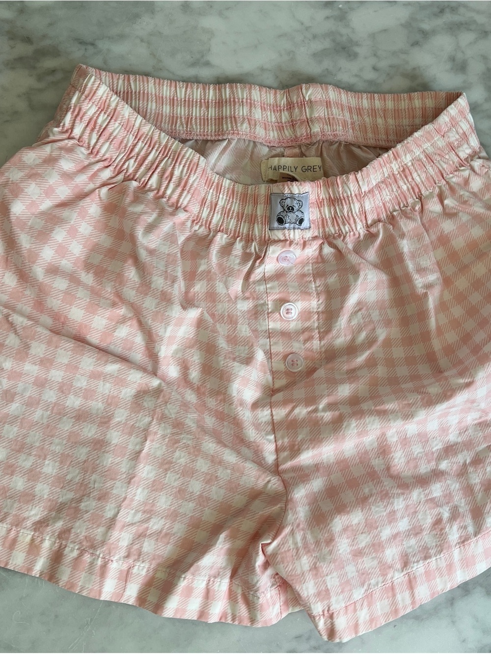 Happily Grey Women's Pink Gingham Cotton Pajama Shorts